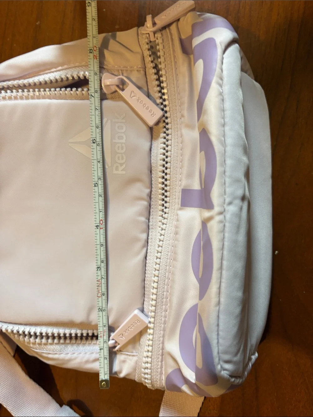Reebok Pale Pink Mini Backpack with Lavender Logo